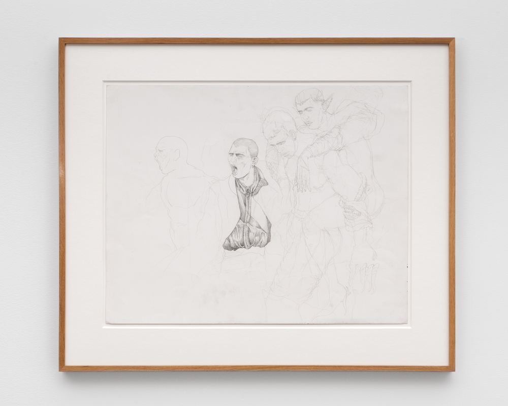 <i>Corillo</i>, 2024. Pen and ink and pencil on smooth bristol, 26 1/2 x 31 1/2 in (67.3 x 80 cm)